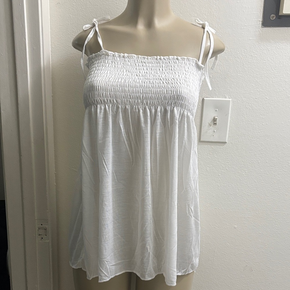 White Smocked Women's Top